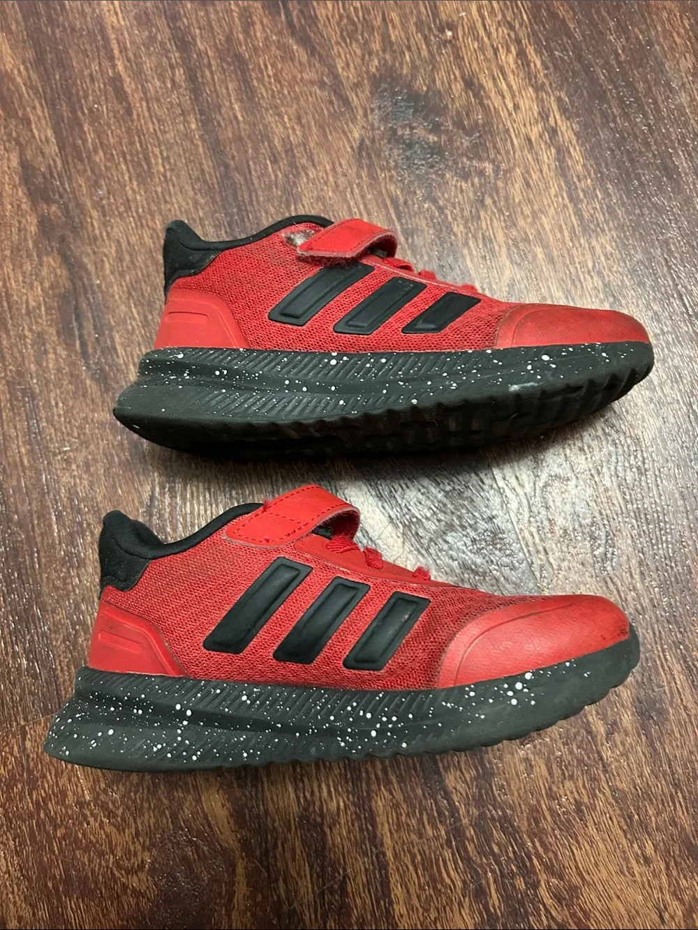 adidas Kids Red and Black Velcro Lace Sneakers